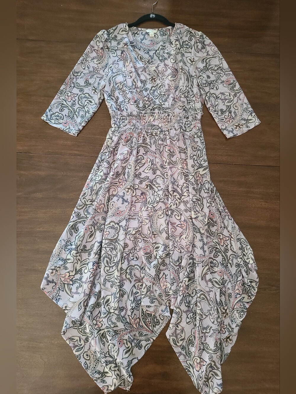 C Est 1946 Purple Floral V Neck High High LowPaisley Print Maxi Dress Size Small